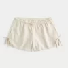 Linen-Blend Side Bow Soft Shorts