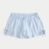 Linen-Blend Side Bow Soft Shorts