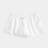 Linen-Blend Side Bow Soft Shorts