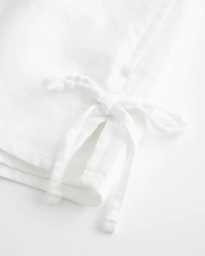 Linen-Blend Side Bow Soft Shorts