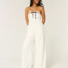 Linen-Blend Strapless Jumpsuit