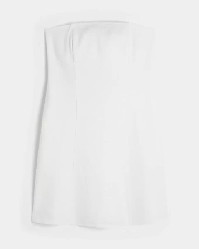 Linen-Blend Strapless Mini Dress