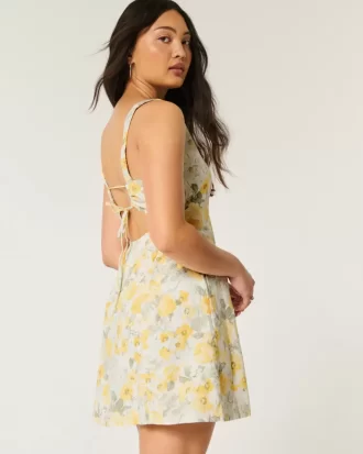 Linen-Blend Structured Mini Dress