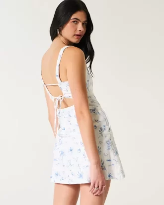 Linen-Blend Structured Mini Dress