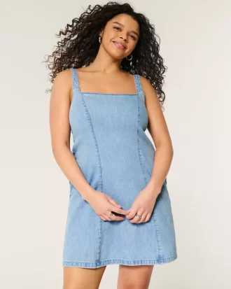 Linen-Blend Structured Mini Dress