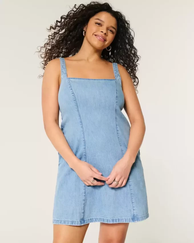 Linen-Blend Structured Mini Dress