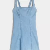 Linen-Blend Structured Mini Dress
