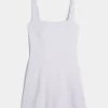 Linen-Blend Structured Mini Dress