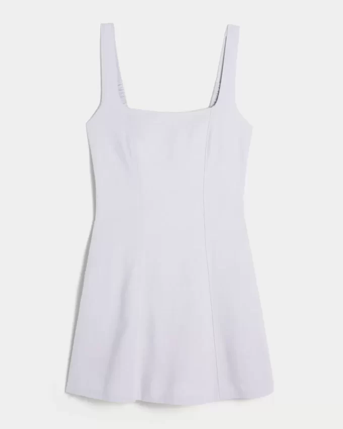 Linen-Blend Structured Mini Dress