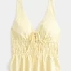 Linen-Blend Tie-Front Peplum Top Linen-Blend Tie-Front Peplum Top