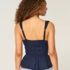 Linen-Blend Tie-Front Peplum Top