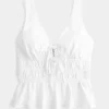 Linen-Blend Tie-Front Peplum Top Linen-Blend Tie-Front Peplum Top