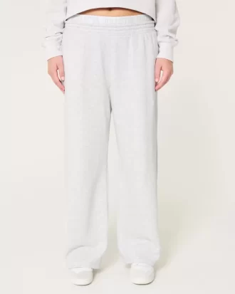 Logo Waist Fleece Wide-Leg Pants