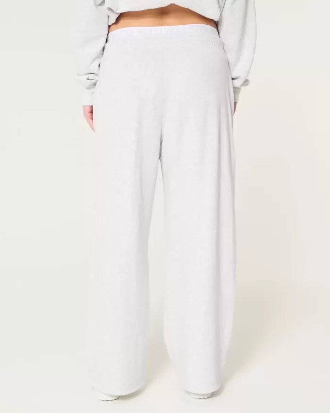 Logo Waist Fleece Wide-Leg Pants