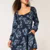 Long-Sleeve Cinch Bust Mini Dress