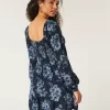 Long-Sleeve Cinch Bust Mini Dress