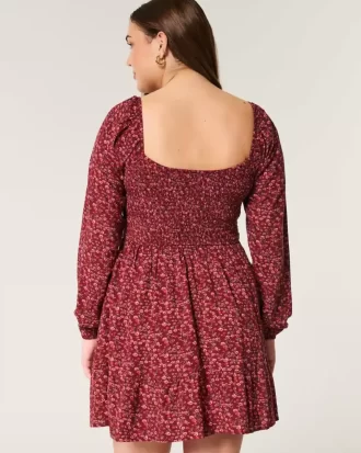 Long-Sleeve Cinch Bust Mini Dress