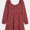 Long-Sleeve Cinch Bust Mini Dress