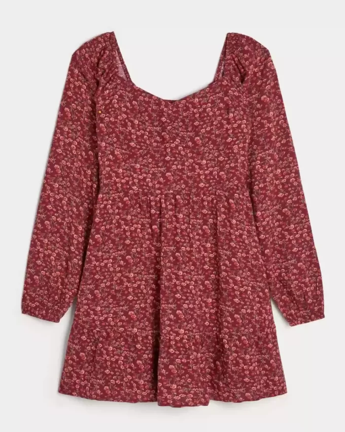 Long-Sleeve Cinch Bust Mini Dress