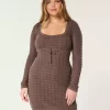 Long-Sleeve Crochet-Style Mini Dress