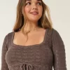 Long-Sleeve Crochet-Style Mini Dress