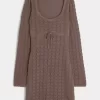 Long-Sleeve Crochet-Style Mini Dress