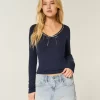 Long-Sleeve Lace Trim Top
