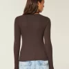 Long-Sleeve Lace Trim Top