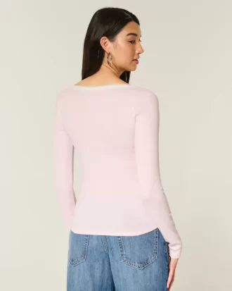 Long-Sleeve Lace Trim Top