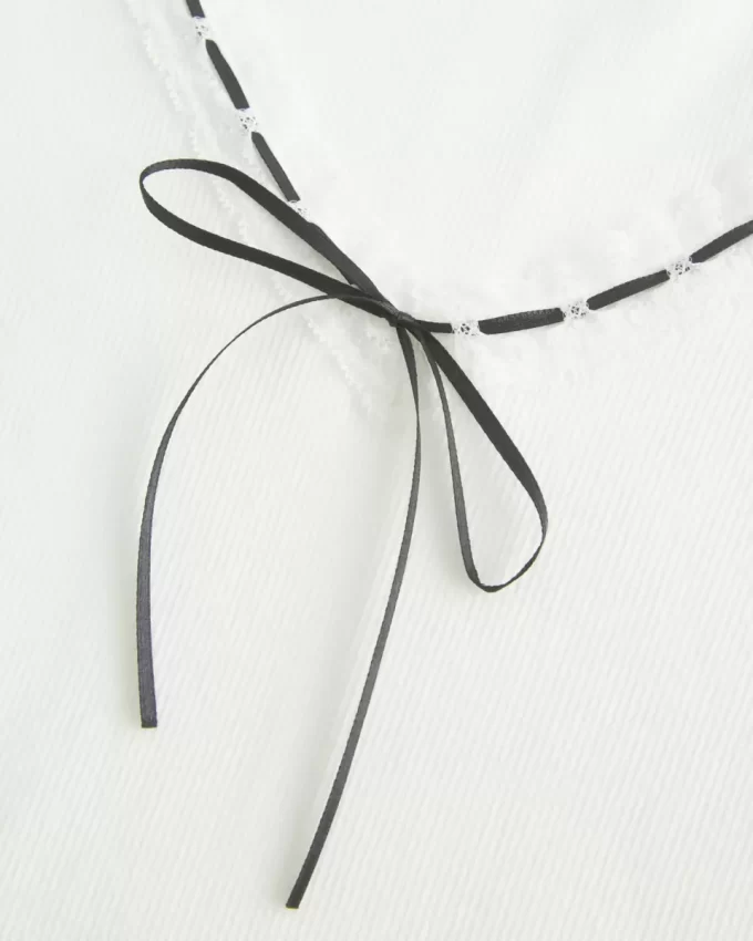 Long-Sleeve Lace Trim Top