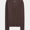 Long-Sleeve Lace Trim Top