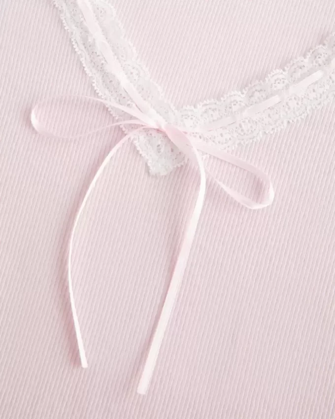 Long-Sleeve Lace Trim Top