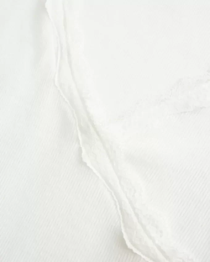 Long-Sleeve Lace Trim Wrap Top