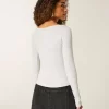 Long-Sleeve Slash-Neck Top