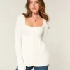 Long-Sleeve Square-Neck Babydoll Sweater