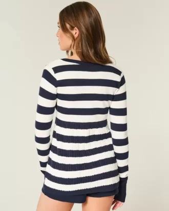 Long-Sleeve Square-Neck Babydoll Sweater