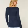 Long-Sleeve Square-Neck Babydoll Sweater