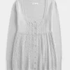 Long-Sleeve Square-Neck Babydoll Sweater