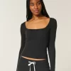 Long-Sleeve Square-Neck Top