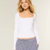 Long-Sleeve Square-Neck Top