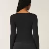 Long-Sleeve Square-Neck Top