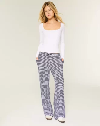 Long-Sleeve Square-Neck Top