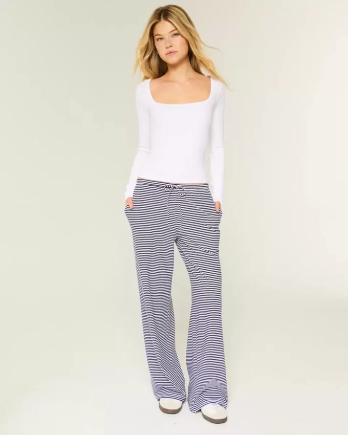 Long-Sleeve Square-Neck Top