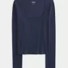 Long-Sleeve Square-Neck Top