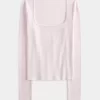 Long-Sleeve Square-Neck Top