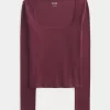 Long-Sleeve Square-Neck Top