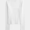 Long-Sleeve Square-Neck Top