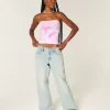 Low-Rise Adjustable Waist Light Wash Baggy Jeans
