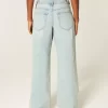 Low-Rise Adjustable Waist Light Wash Baggy Jeans