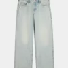 Low-Rise Adjustable Waist Light Wash Baggy Jeans